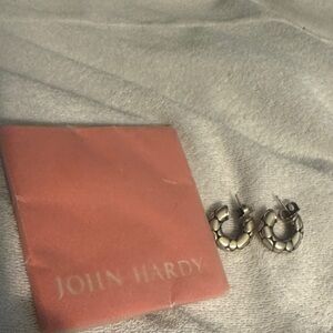 John Hardy Silver and Black Textured Earrings